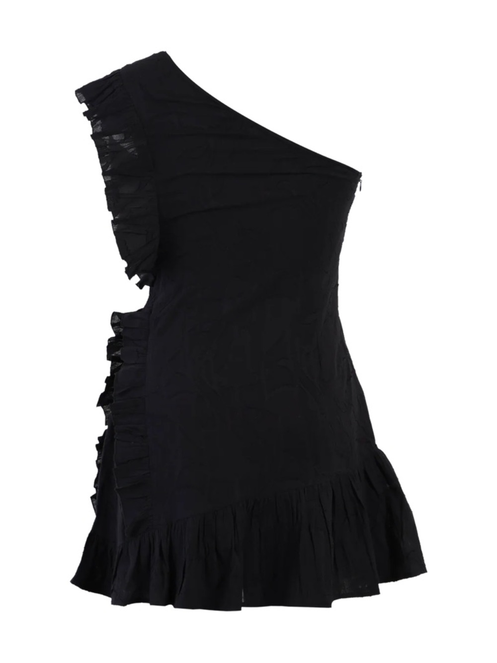Essgee ADEY RUFFLE DRESS One-Shoulder Ruffle Mini Dress in Black - Picture 7 of 7